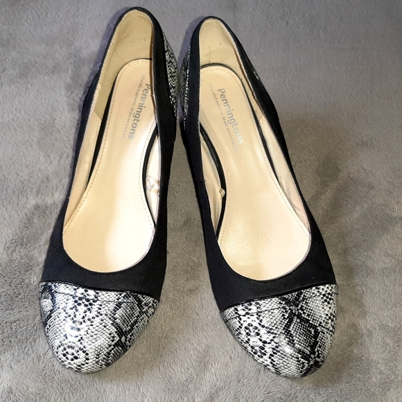 Penningtons Shoes - Black and white wedges